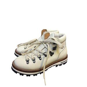 Mon Piz Ankle Boots White Leather Upper Lace-Up Size 7